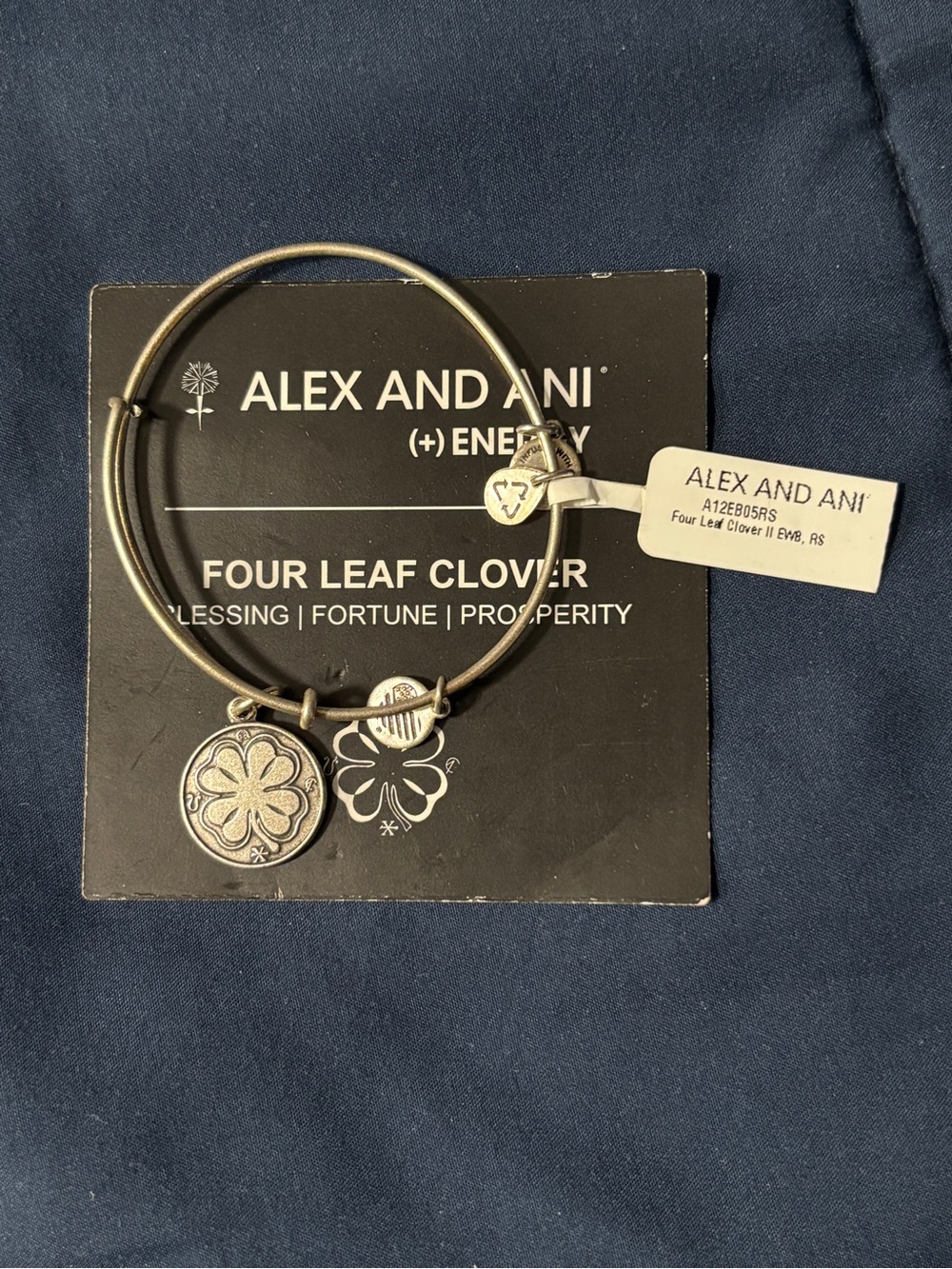 Alex and Ani Silver Four-Leaf Clover Charm Bracelet